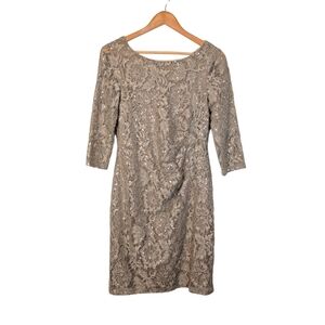 Scarlett Mini Dress Size 4 Taupe Sequin Overlay